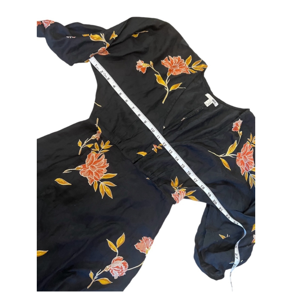 Amuse Society Floral Mini Dress Black Pink Boho V-Neck Long Sleeve S - Picture 7 of 11